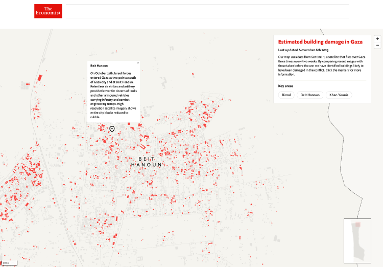 Estimated building damage in Gaza