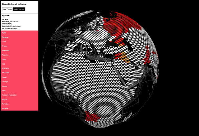 Global internet outages map